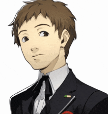 a drawing of a man in a suit and tie with a badge that says " private "