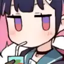 a close up of a cartoon girl drinking from a cup with a straw .