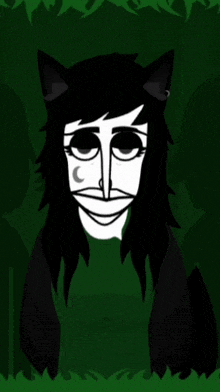 a black and white drawing of a person with a cat ear