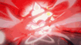 a close up of a person 's face with a red background and a glowing light coming out of it .