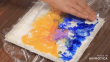 a painting is wrapped in plastic and says made in animotica on the bottom