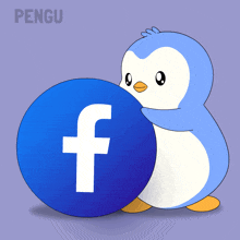 a penguin is holding a facebook logo