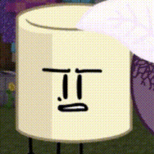 a cartoon drawing of a marshmallow with a face on it