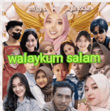 a group of people posing for a picture with the words ' walangum salam ' at the top