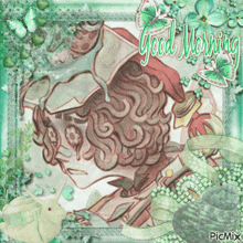 a drawing of a man with the words good morning written on it