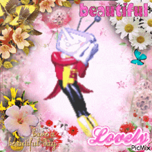 a picture with flowers and the words " beautiful " on it