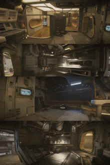 a collage of images of a room with a sign that says ' a ' on the top left
