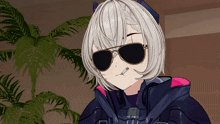 a cartoon girl wearing sunglasses and a cat ear headband