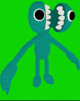a 3d model of a blue monster with a green background