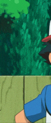 a close up of a cartoon character standing next to a fence