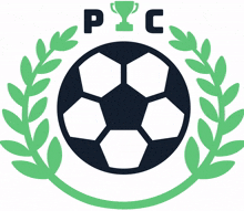 a picture of a soccer ball with a laurel wreath around it and the letters pic above it