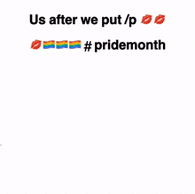 a picture of a couple kissing with the words us after we put / p # pridemonth