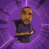 a cartoon of a man wearing headphones and an american flag scarf playing a video game