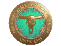 a coin with a bull skull and the words cs2 major austin 2025 on it