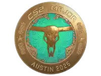 a coin with a bull skull and the words cs2 major austin 2025 on it