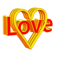 a yellow and red heart with the word love written on it