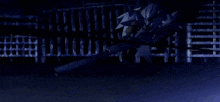 a dark blue background with a few lines of light