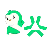 a drawing of a green penguin next to a green arrow