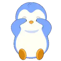 a cartoon penguin with a sad look on his face