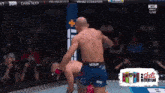 a ufc fight is being shown on espn with 2 shots in every can