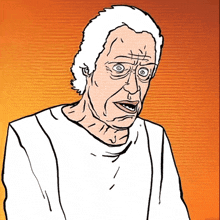 a cartoon drawing of an old man with white hair