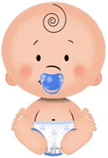 a cartoon baby with a pacifier in his mouth and a diaper .
