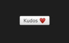 a white button with the word kudos and a red heart