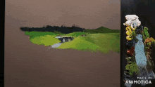 a painting of a landscape is made in animatica