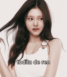 a picture of a woman with the words todita de ren written on it