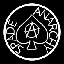 a black and white logo for spade anarchy with a spade in the center
