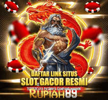 a poster for daftar link situs slot gacor resmi with a dragon