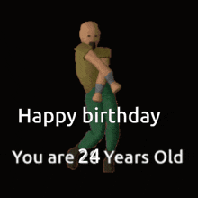 a man with a mustache is dancing with the words happy birthday you are 24 years old