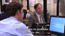 No Probbies GIF - Dwight Jim The Office GIFs