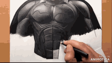 a drawing of a man in a batman costume is made by animatica
