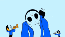 a cartoon character is pointing at the camera with a red beam coming out of his eyes .