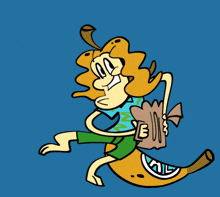 a cartoon drawing of a person wearing a jacket and green shorts