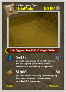 a card that says odamole on it