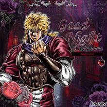 a picture of dio from jojo 's bizarre adventure wishing you a good night