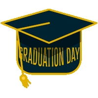 a blue graduation cap with the words graduation day on it