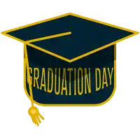 a blue graduation cap with the words graduation day on it