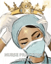 an illustration of a nurse wearing a crown with the name alexa below her