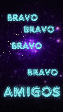 a poster that says bravo bravo genial bravo amigos on it