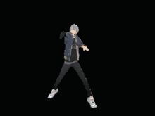 a cartoon character with a black shirt that says a on it