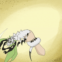 a drawing of a person holding a scorpion with the name mangiro written below it