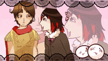 a cartoon drawing of a man and a girl with hearts on their faces