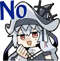 a cartoon of a girl wearing a pirate hat with the word no written on it .