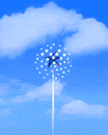 a blue and white fireworks display with a star in the center