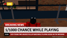 a breaking news headline that says 1/10 chance while playing at 23:56