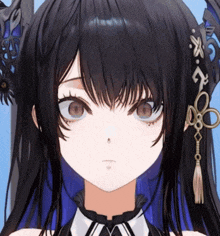 a close up of a anime girl 's face with a white spot on her nose