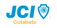 a blue and yellow logo for jci cotabato with a shield